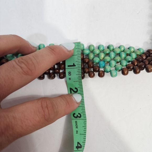 4x$25 Wooden beads  brown  mint waist tie belt  Small to medium - Picture 6 of 10
